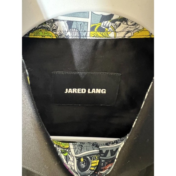 Jared Lang Contrast Cuff Racing Comic Strip Shirt Mens Medium Black Button Up - Picture 3 of 11